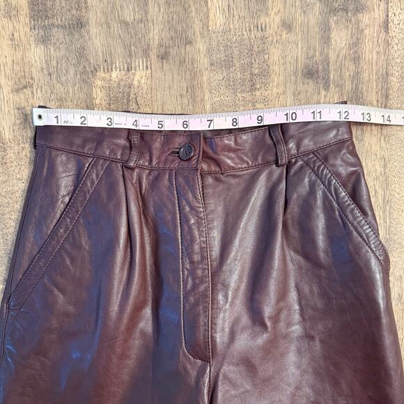 Georgetown Leather Design Women’s VTG 100% Leather Pants Brown Made In Korea 7/8 - Picture 5 of 10